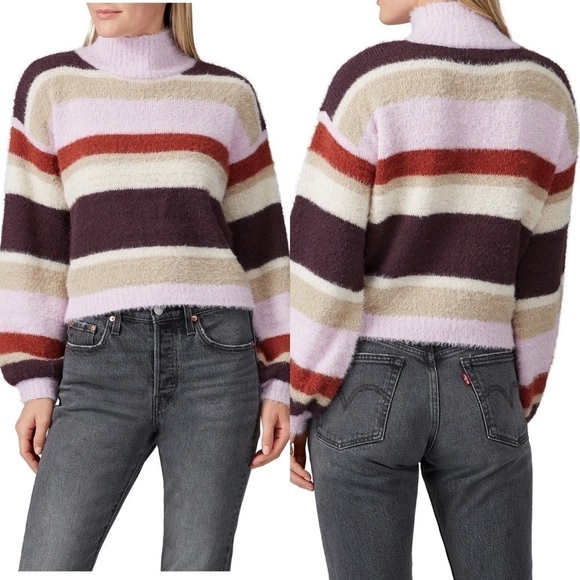 Louna Multi Striped High Neck Sweater - Picture 1 of 12
